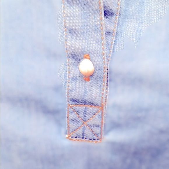 🆕 SCUSI - Denim-look Tunic - Lace Shoulders - Size M 🌺🌺🌺 - Picture 15 of 15